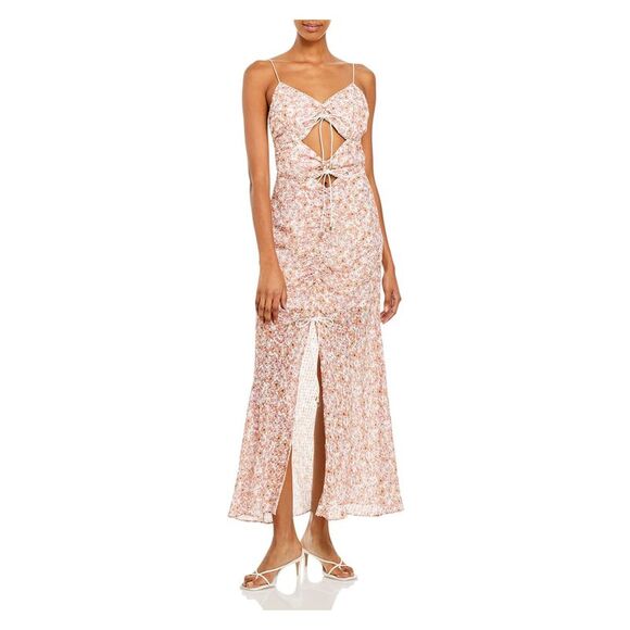 SIGNIFICANT OTHER Womens Pink Spaghetti Strap V Neck Maxi Party Sheath Dress 8